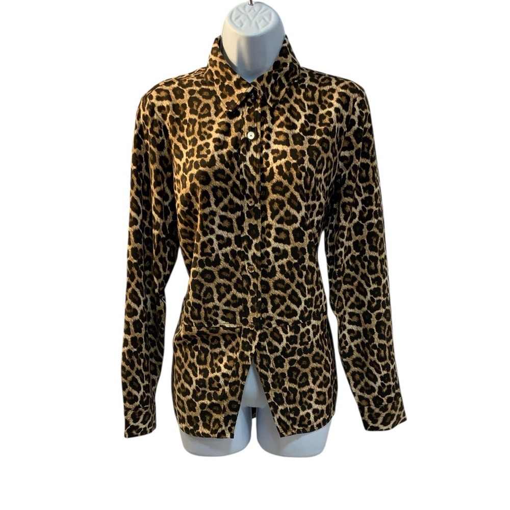 Michael Kors Women’s Tan/Black Leopard Print Blouse